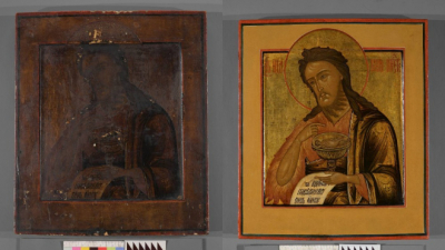 В Ленобласти реставраторы сняли «налёт времени» с иконы «Святой Иоанн Предтеча»