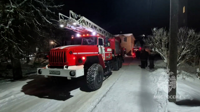 В Волосовском районе пожарные спасли троих детей из закрытой квартиры в загоревшемся доме