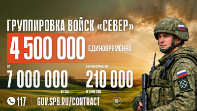 Теперь — 4,5 млн рублей: в Петербурге повысили единовременную выплату при заключении контракта с Минобороны