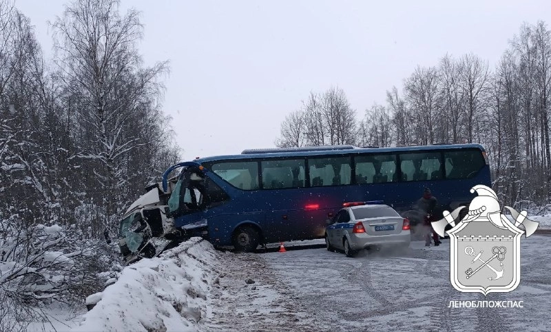 В Кировском районе Ленобласти столкнулись грузовик и автобус: водителя КамАЗа госпитализировали - tvspb.ru