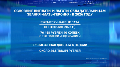 С февраля 2026 года ежемесячная выплата обладательницам звания «Мать-героиня» составляет свыше 76 тысяч рублей