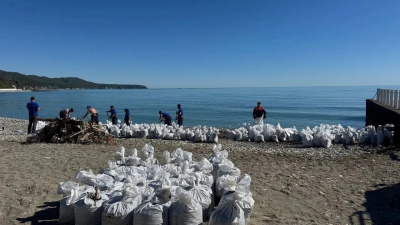 360 человек и 60 машин: как в Туапсе борются с разливом мазута