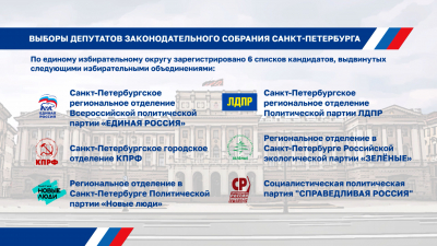 В Петербурге зарегистрировали списки шести партий на выборы в Законодательное Собрание