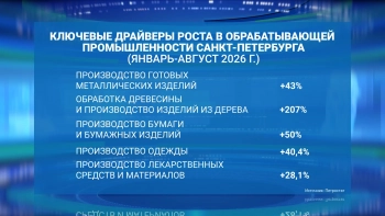 Индекс промышленного производства в Петербурге в январе-августе составил 106,5%