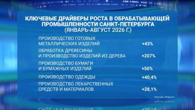 Индекс промышленного производства в Петербурге в январе-августе составил 106,5%