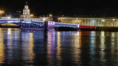 Дворцовый, Троицкий мосты и мост Бетанкура подсветят в честь юбилея Росгвардии